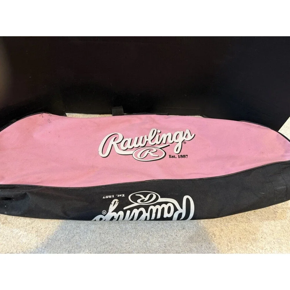 Rawlings Pink Black Softball Baseball Equipment Duffel Bag-shoulder strap